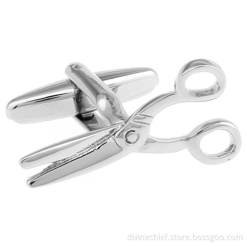 Wholesale Make Custom Scissors Shape Metal Brass/Copper Cufflinks For Man's Shirt